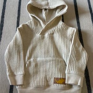 Cream Waffle Knit Hooded Pullover Sweatshirt